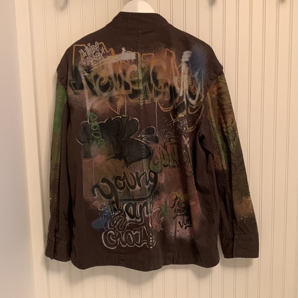 Zara Green Graffiti Khaki Jacket - Picture 5 of 7